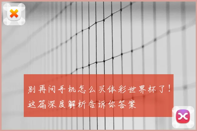 别再问手机怎么买体彩世界杯了！这篇深度解析告诉你答案